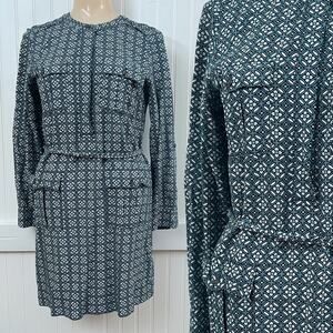 Banana Republic Academia Print Shirtdress Geometric Pattern Long Sleeve Womens 4